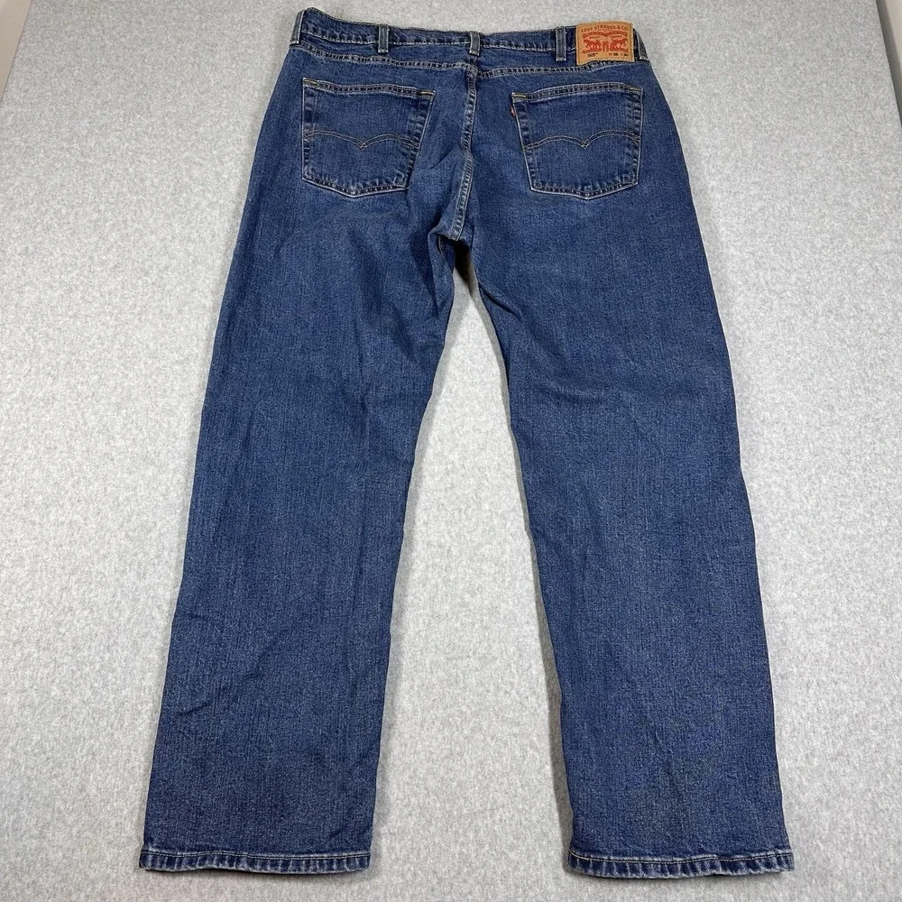 Levi's 505 Denim Jeans Men's 38x30 Straight Fit High Rise Blue Medium Wash